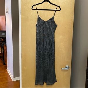Black metallic slip dress